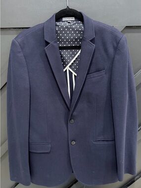 Express Men's Navy Blue Notch Lapel Blazer